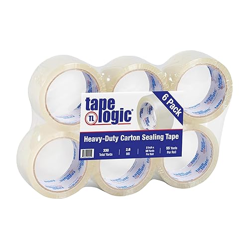 Tape Logic Cinta de embalaje acrílica de 2 pulgadas x 55 yardas de 2.2 mil, transparente (paquete de 6) rollos de cinta de embalaje resistente para