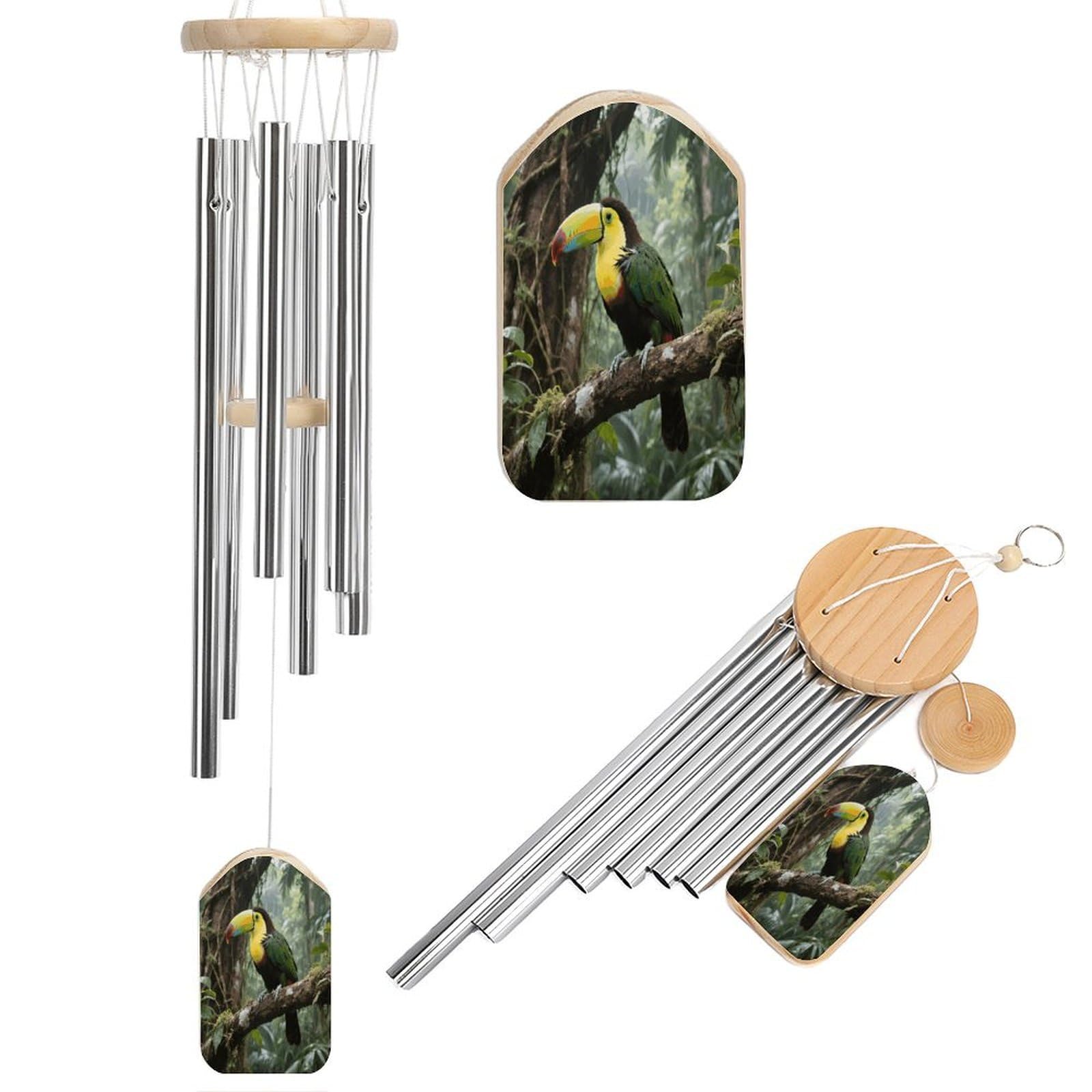 Parrot Bird Wind Chimes for Outdoor Large Deep Tone Aluminium Wind Chimes Soothing Melodic Sound 20.5" Hanging Metal Windchimes Outdoors Decor for Patio Porch Yard