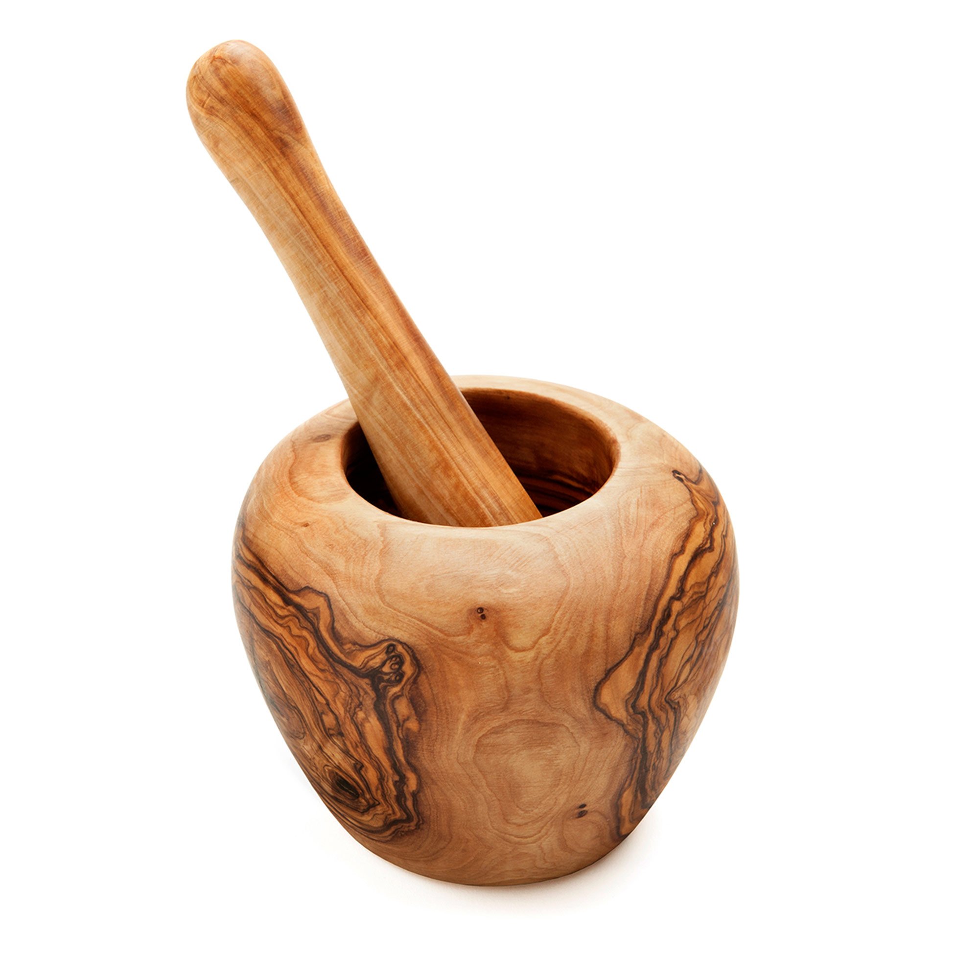 Naturehome Design Mortaio + Pestello Legno D 'ol Ivo Mortaio da Cucina Mortaio-Legno Mediterraneo Mortaio Spezie 14cm