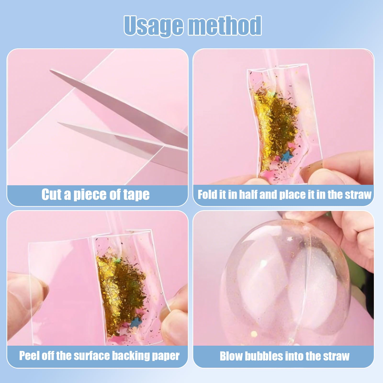 Eowppue Nano Tape Craft Set including 2 Rolls, Balloon Pump, 48 Colours, Glitter, Beads & Decorative Stickers - Image 2