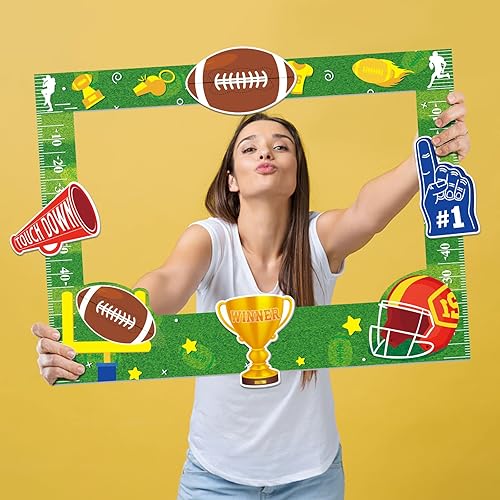 Miniatura 3 de Super Bowl - Marco de fotos para juegos, suministros de decoración de gran tamaño, suministros de fiesta de fútbol deportivo para el día del juego