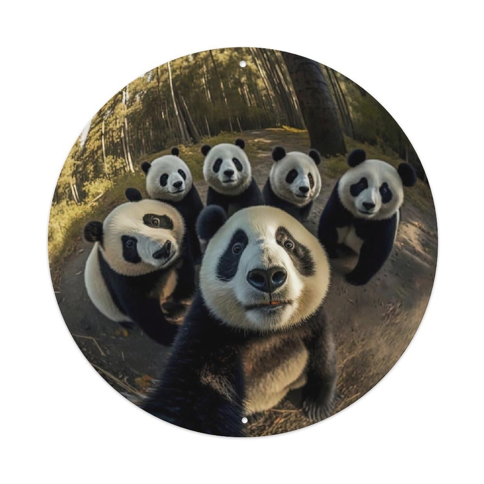 Animal Artwork Giant Panda Selfie Metal Tin Sign