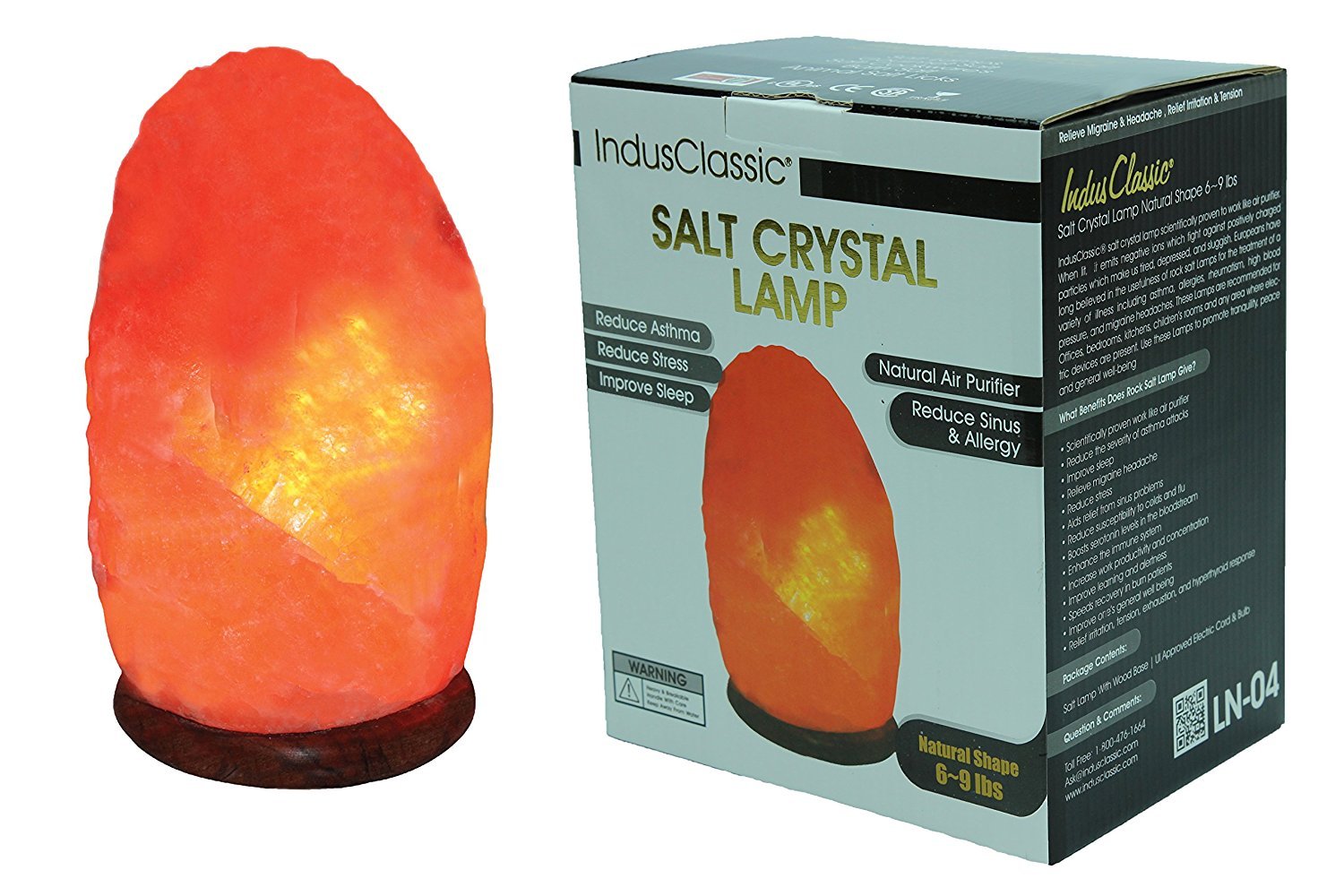 IndusClassic Natural Himalayan Crystal Rock Salt Lamp 6~9 lbs
