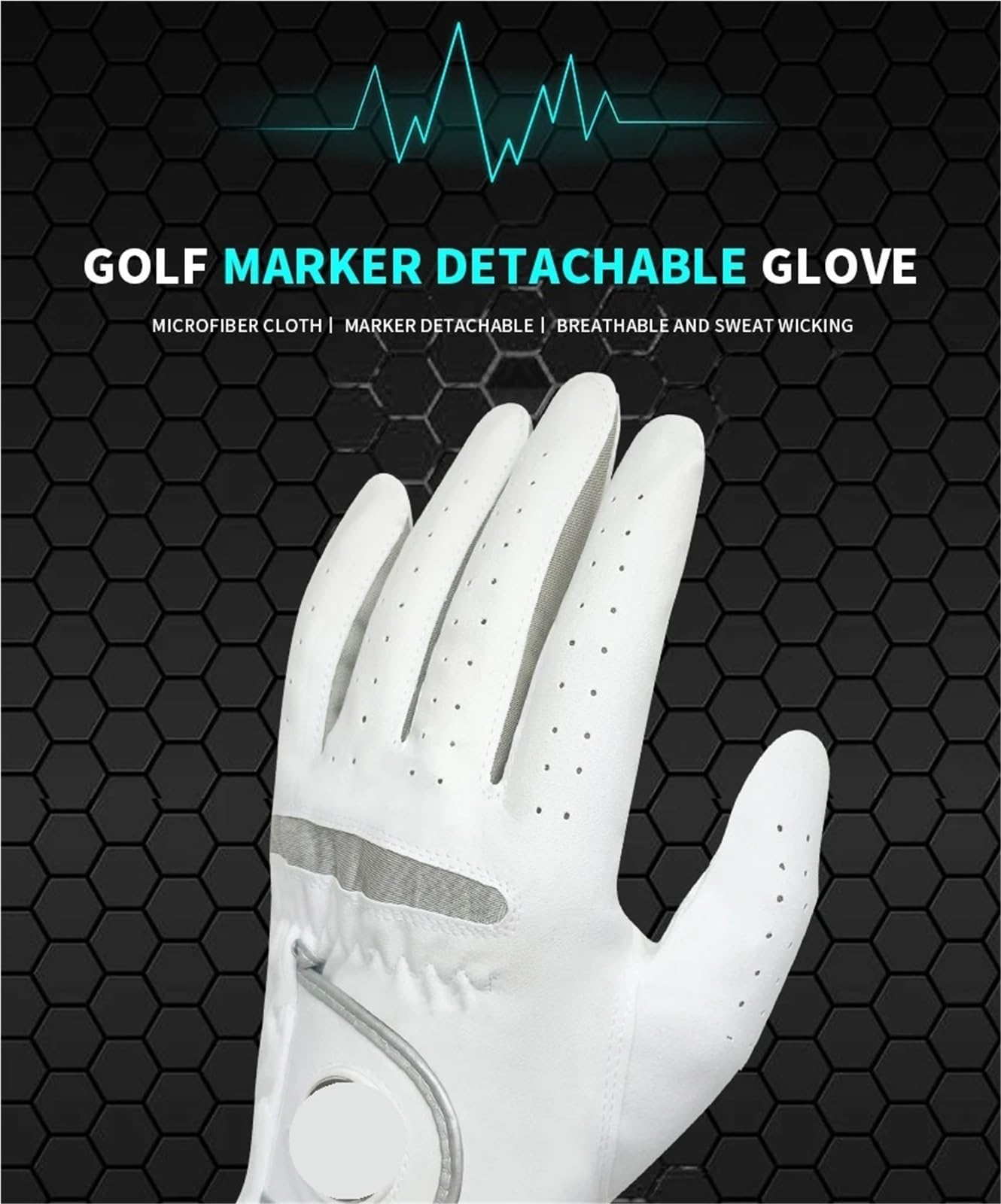 Guantes De Golf Guante de Golf for Hombre, Tela Transpirable, Marcador, Guante Blanco reemplazable, 2 uds. Golf Guantes