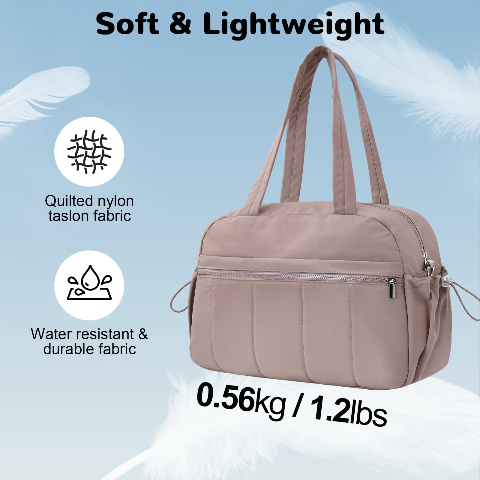 Sac de Sport 20L Femme Fille, Petit Sac de Voyage avec Séparation par Humide et Sèche, Sac Weekend Léger Souple, Sac Yoga pour Camping Voyage Fitness Natation Danse, Marron