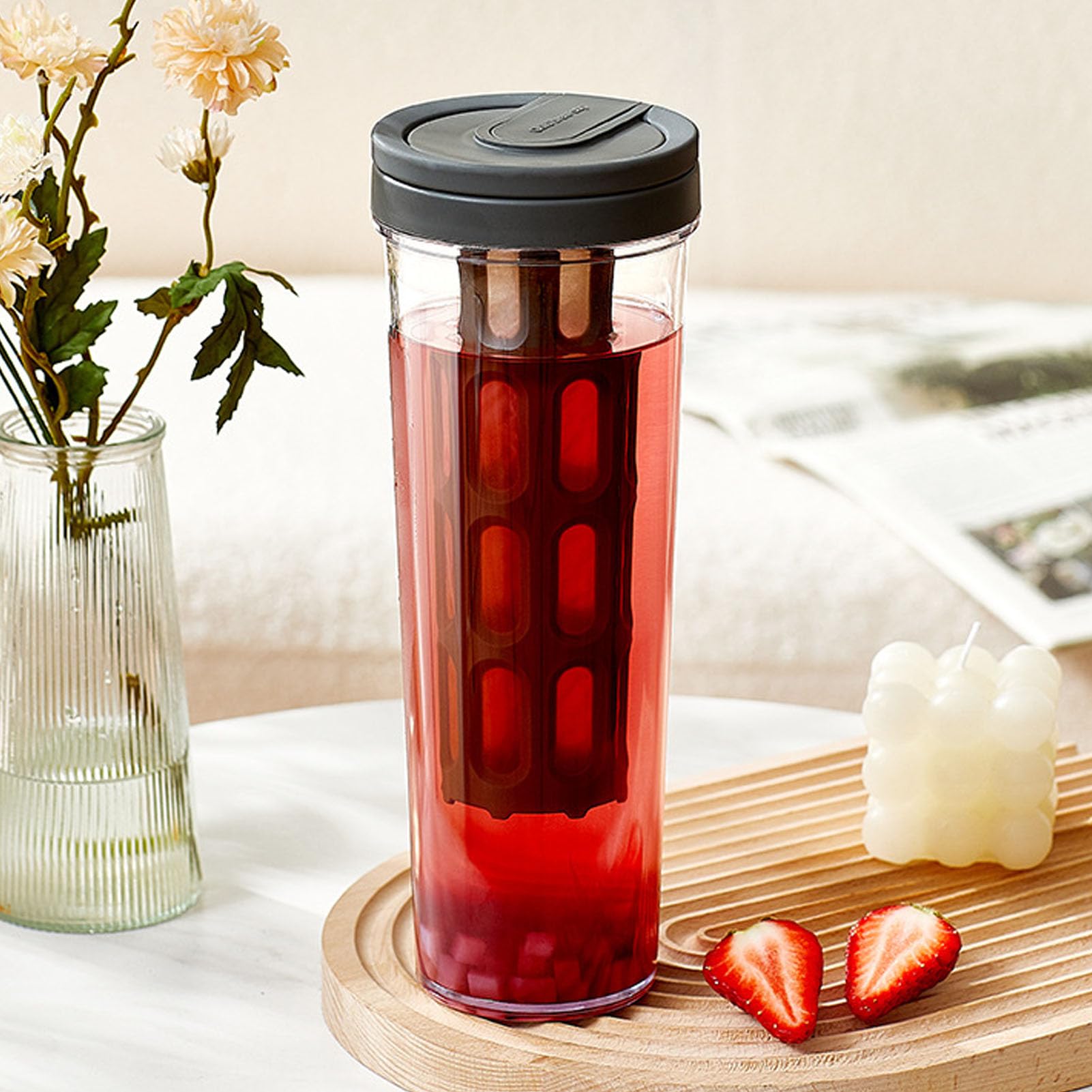 HURRISE 1000ml Cold Brew Coffee Pot, Leakproof Large Capacity Coffee Jug with Filter, Water Pot for Outdoor Home