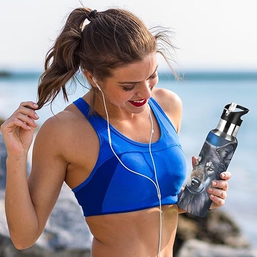 Miniatura 5 de STAYTOP Vaso de acero inoxidable de 20 onzas con aislamiento portátil al vacío, a prueba de fugas, botella de deportes al aire libre, taza de viaje