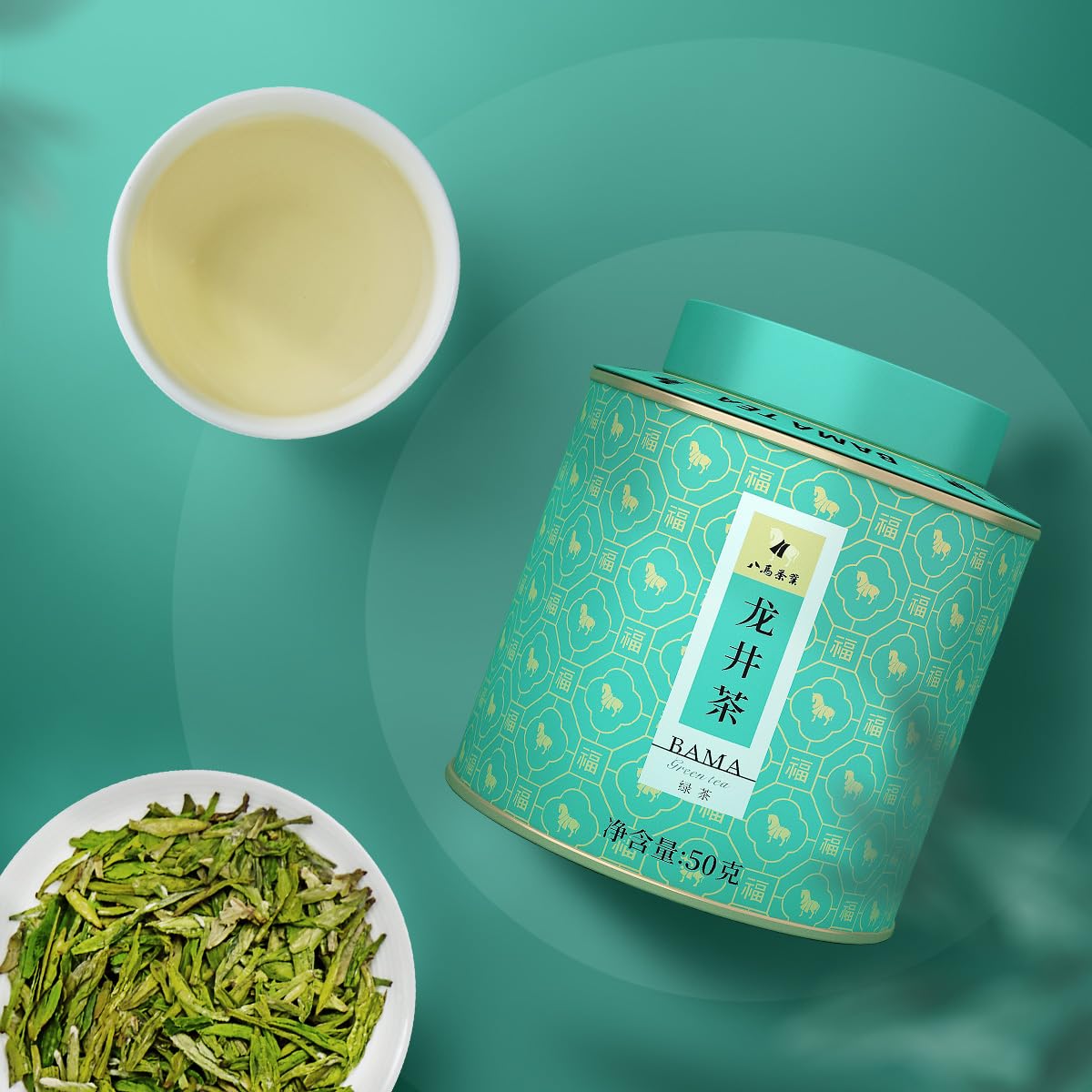 BAMATEA Longjing Green Tea Loose Leaf - Premium Chinese Dragonwell Tea 50g (1.76oz), Fresh & Smooth Flavor