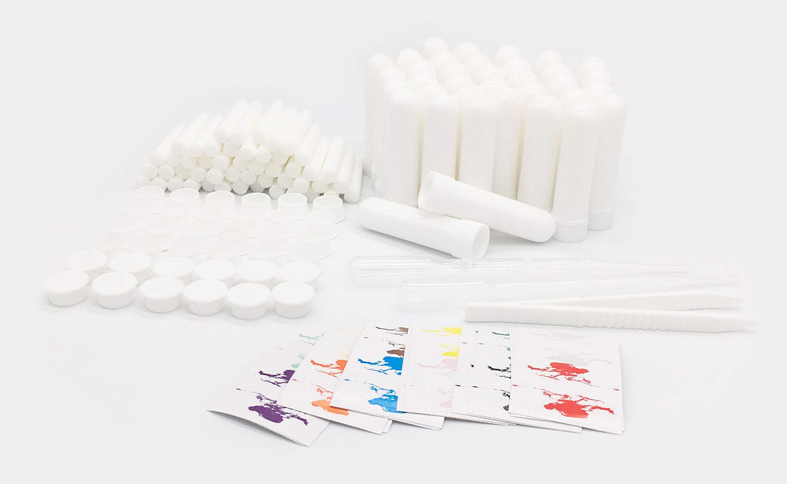 zison Nasal Inhaler Tubes - Kit Contains: 36 Empty Nasal Inhaler Tubes (with Wicks) in 48 Writable Stickers, 2 Mini Droppers,1 Plastic Tweezers
