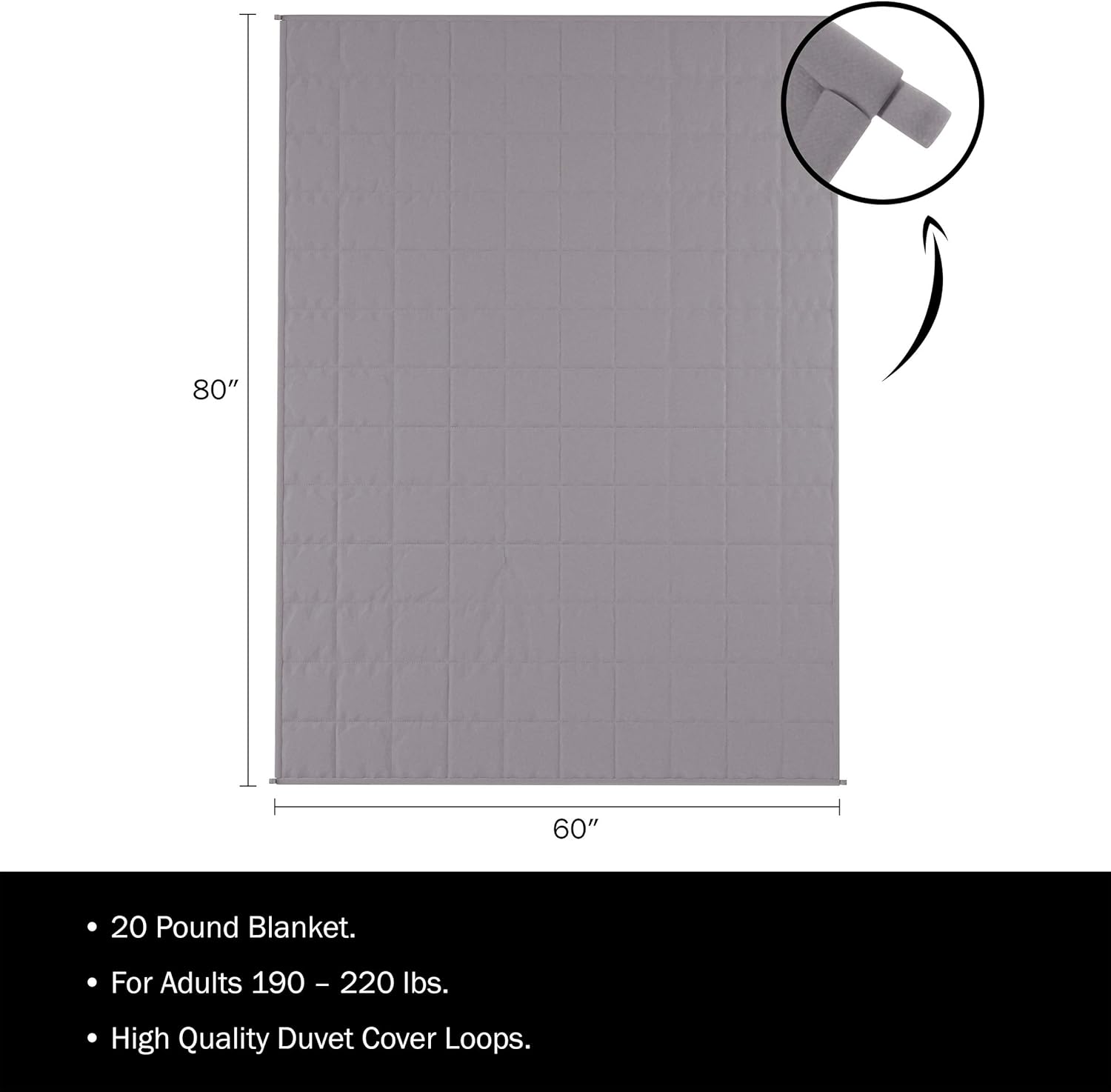 Gray Cotton Weighted Throw Blanket Cover with Zipper Closure