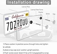 Vista 3 de Amiss Paquete de 2 marcos de matrícula sólidos a prueba de óxido, 4 agujeros, cubiertas de placa de acero inoxidable, marco protector con tapas