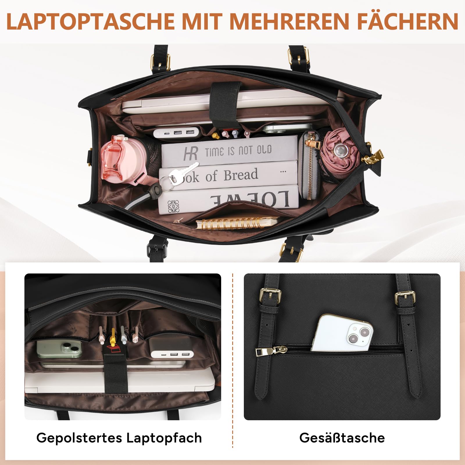RAINSMORE Arbeitstasche Damen mit Isolierted Kühlfach Shopper Damen
