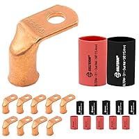 Vista 432 de SELTERM - 2 terminales de anillo resistentes para cable de batería, calibre 4 AWG, pernos de 3/8 pulgadas, terminales de calibre 4, ojales de cobre