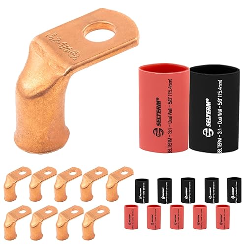 Miniatura 432 de SELTERM - 2 terminales de anillo resistentes para cable de batería, calibre 4 AWG, pernos de 3/8 pulgadas, terminales de calibre 4, ojales de cobre