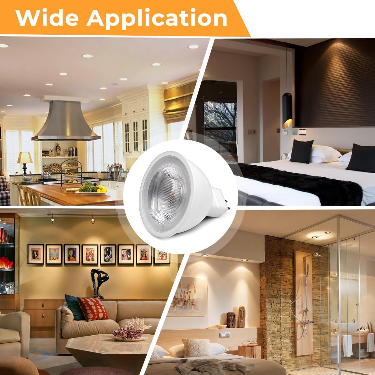 MR16 LED Light Bulb, Non-Dimmable 50W Halogen Bulb Equivalent 5W MR16 Bulb, GU5.3 Bi-Pin Base Flicker Free LED Bulbs 40° Beam Angle for Landscape Recessed 12V Spotlight Bulb Track Lighting 3000K, 5PCs