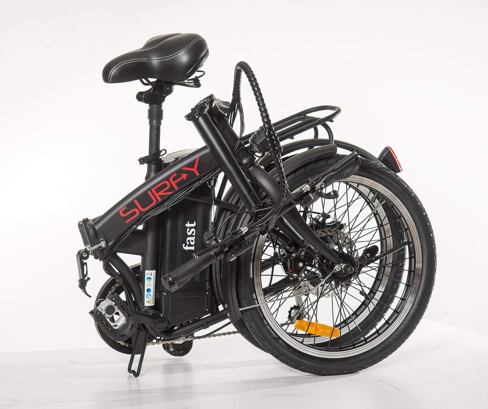 SURFY FAST - E-Bike a Pedalata Assistita - TELAIO IN ACCIAIO -POTENZA 250W-VELOCITA' 25Km/h - BATTERIA ESTRAIBILE (Nero)