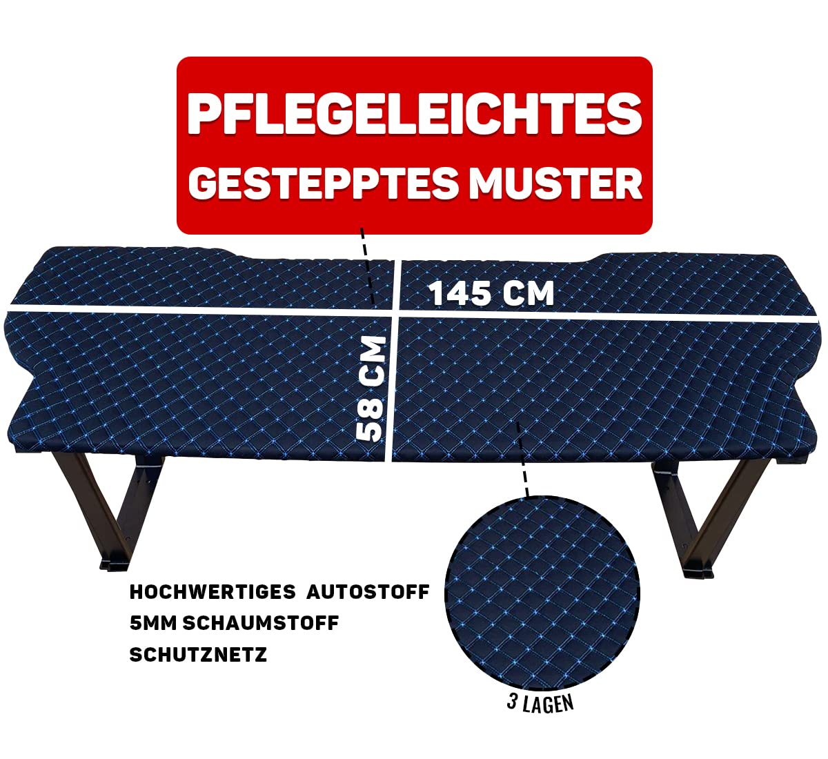 BREMER pokrowce na siedzenia Multiflexboard, przedłużenie łóżka, kompatybilne z VW T5, T6, T6.1 Multivan, łóżko kempingowe, do kamperów, nakładka do spania, wysokość 51 cm, w zestawie, konsole w