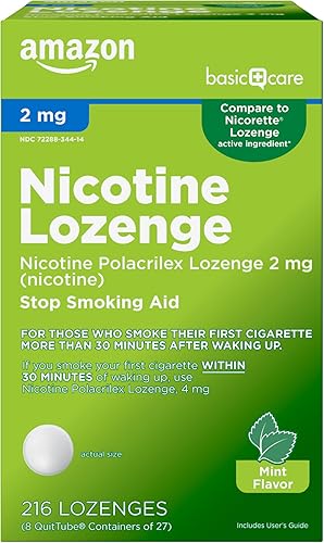 Tienda Basic Care Pastilla Polacrilex de nicotina, 2 mg (nicotina), sabor a menta, ayuda para dejar de fumar, adulto, 216 unidades disponible en Yaxa Guatemala