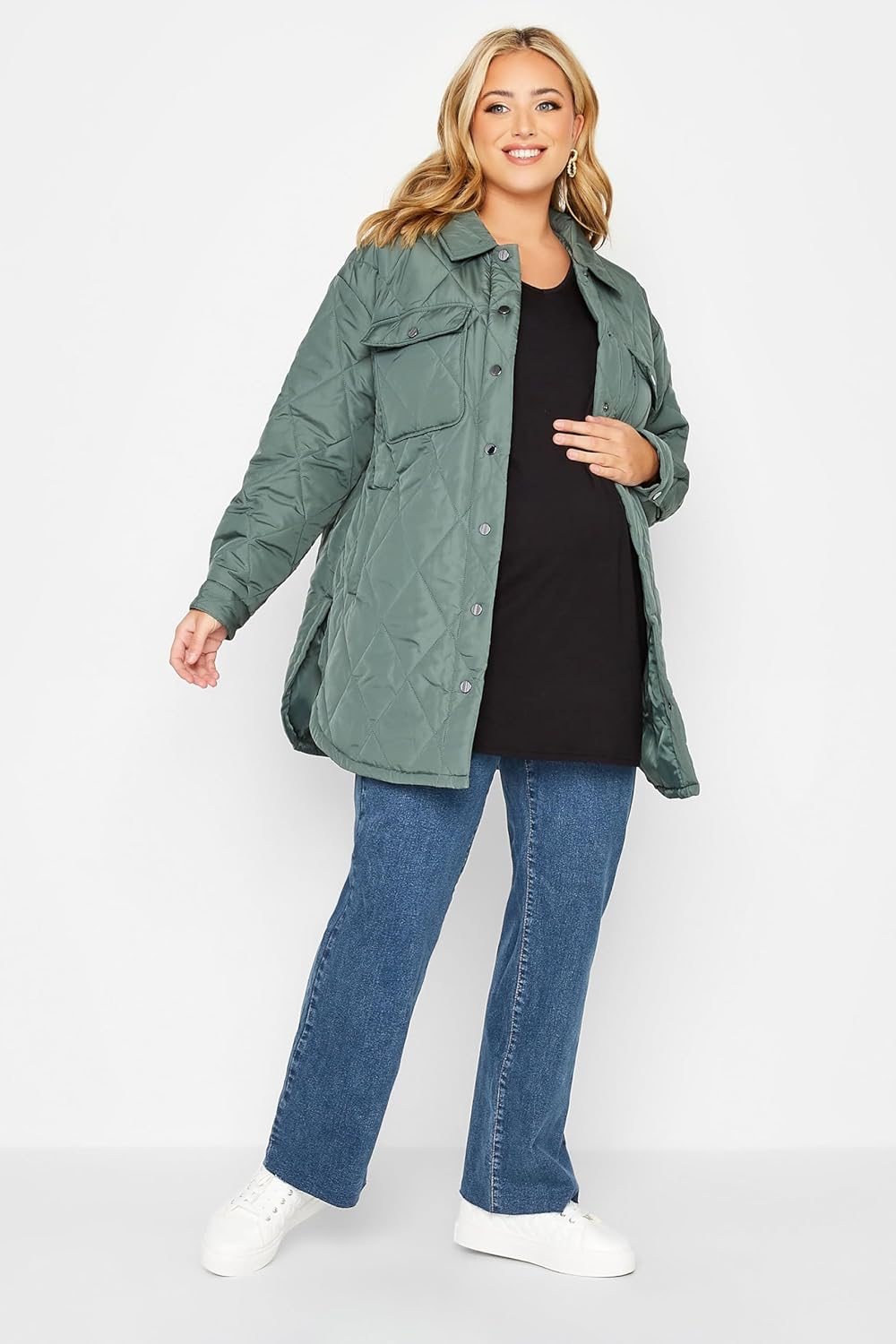 Yours Curve Plus Size Maternity Mid Blue Wide Leg Jean Blue