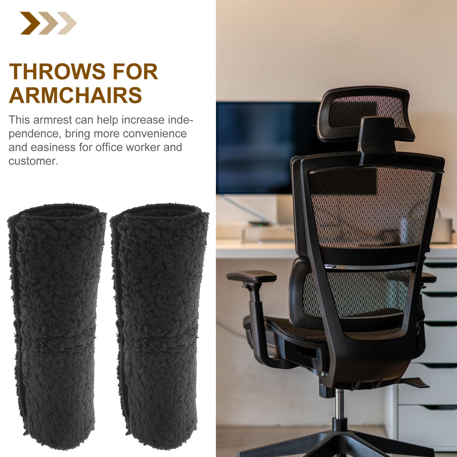Funda Acolchada Desmontable para Repozos de Silla de Oficina y Silla de Ruedas Cojín Cómodo Anslizante para Apoyabrazos 1 Par Accesorio able para Protección