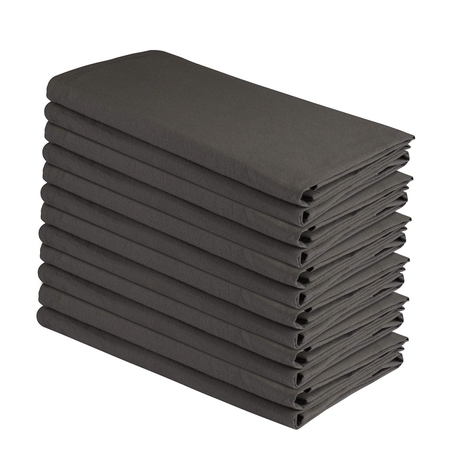 DG Collections 100% Cotton Flour Sack Towels – 12 Pack, 27x27 Inches, Grey, Lint-Free, Pre-Washed, Hemmed Edges – Reusable Kitchen Towels for Cleaning