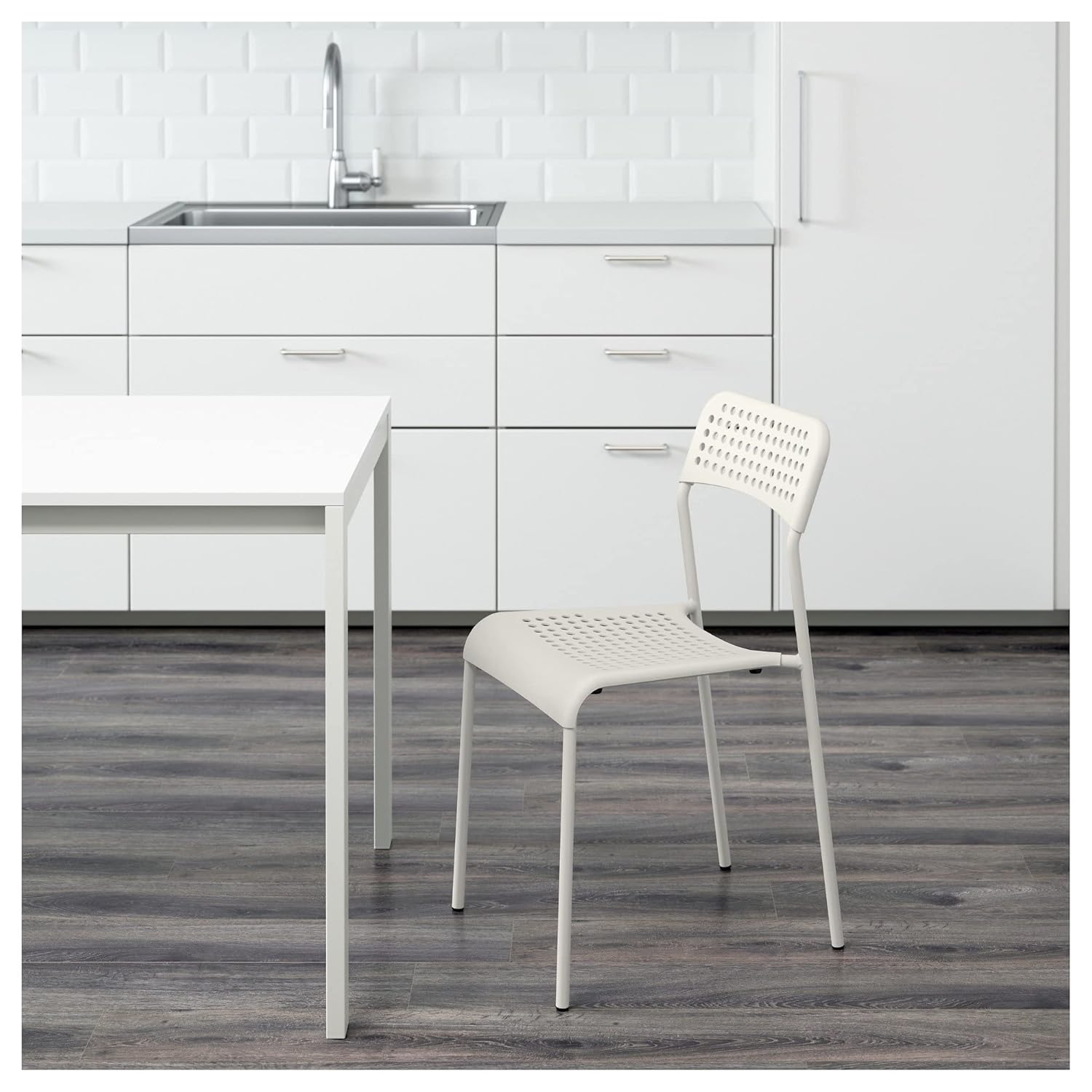 Ikea Modern Chair (Steel , White) Standard White