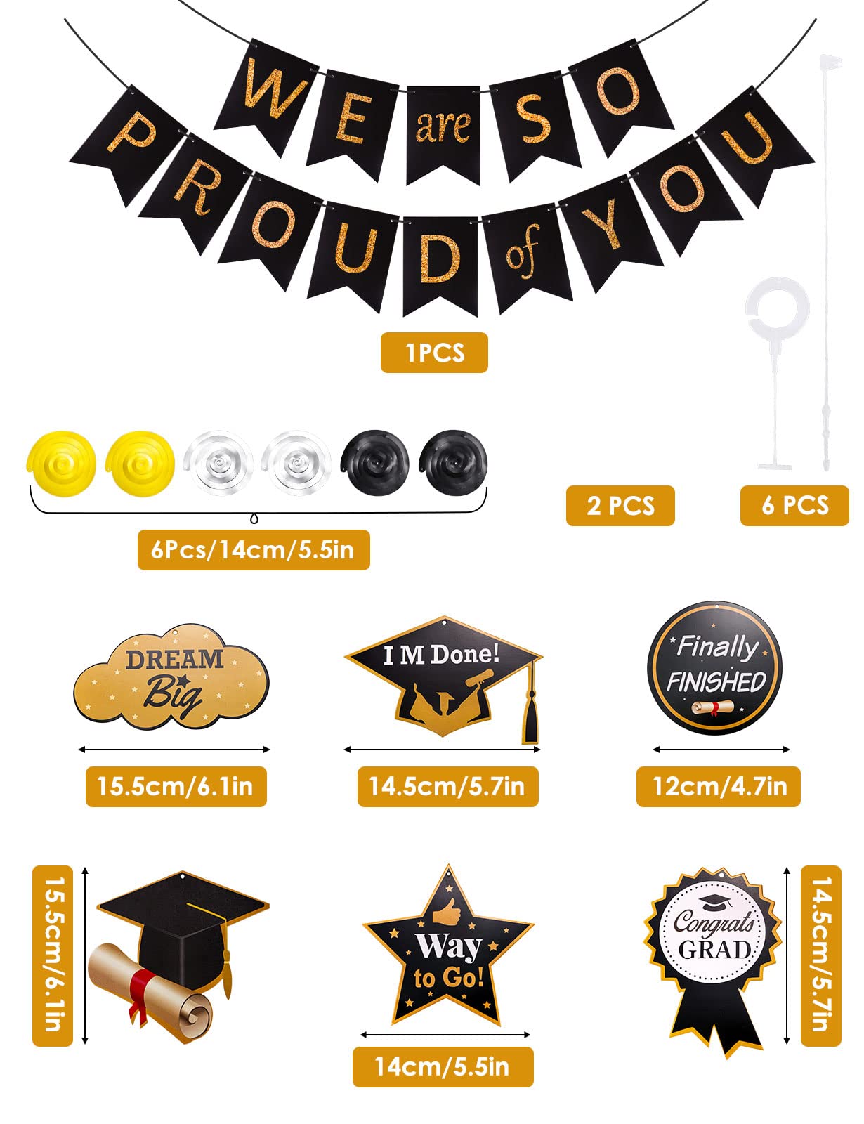 Kederwa Décoration De Remise De Diplôme 2022 Avec Bannière Bleue De Félicitations Et Pompons En Papier