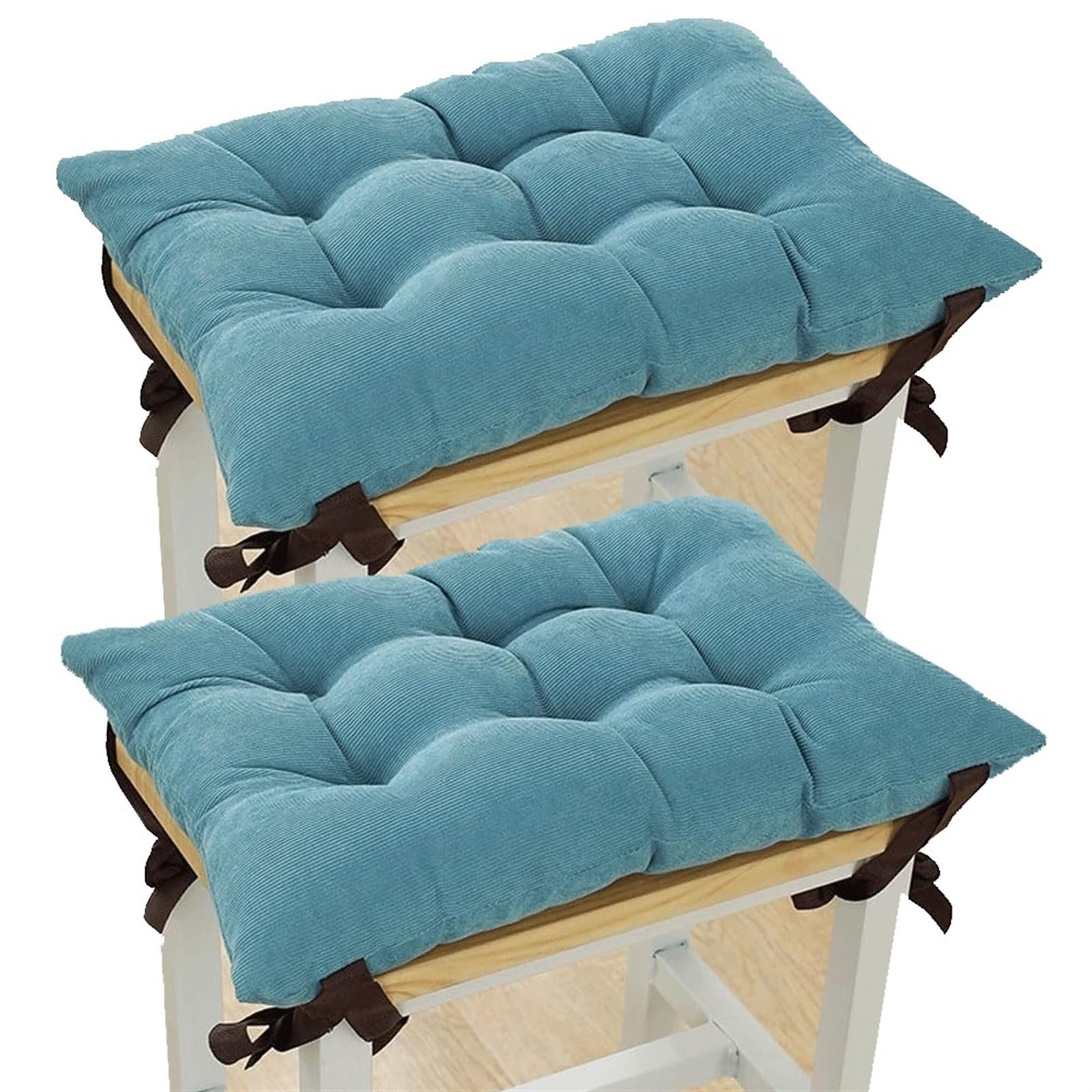 Uyeoco S6 Set Of 2 Soft Corduroy Seat Pad With Ties For Stool, 35X24cm Rectangle Stools Cushions Thick Cotton Padded Seat Cushions For Home Outdoor Garden Classroom(S6)