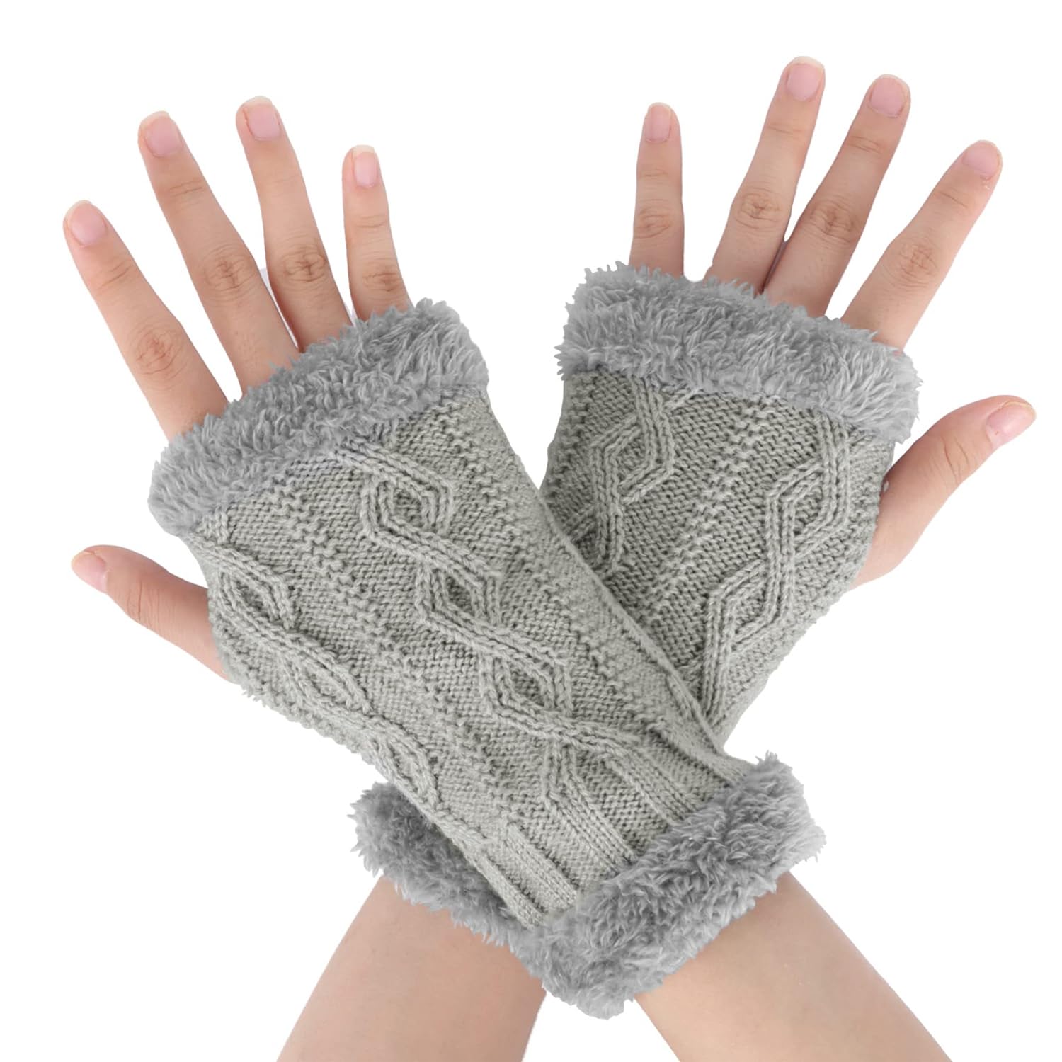 XNBTFKFingerless Gloves for Women Thermal Fingerless Gloves Womens, Ladies Gloves Workout Gloves Women Hand Warmers Gloves, Thermal Knitted Working Running Biking Driving Fingerless Gloves for Men Women