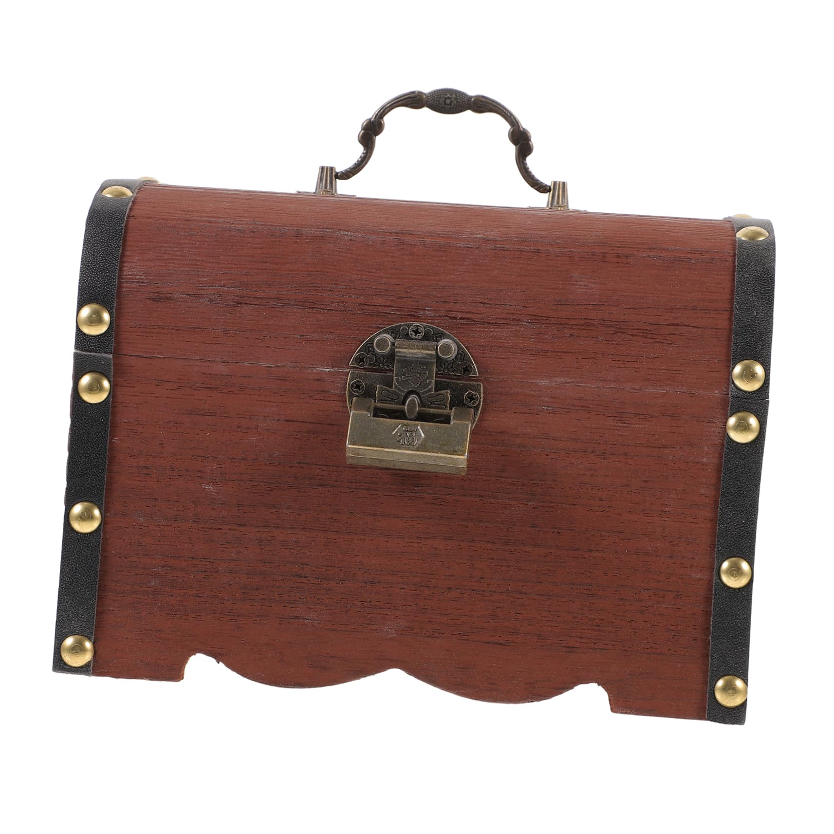 KICHOUSE Vintage Lockable Wood Treasure Box Versatile Storage Case for Jewelry Trinkets Pirate Design Coin Bank Organizer