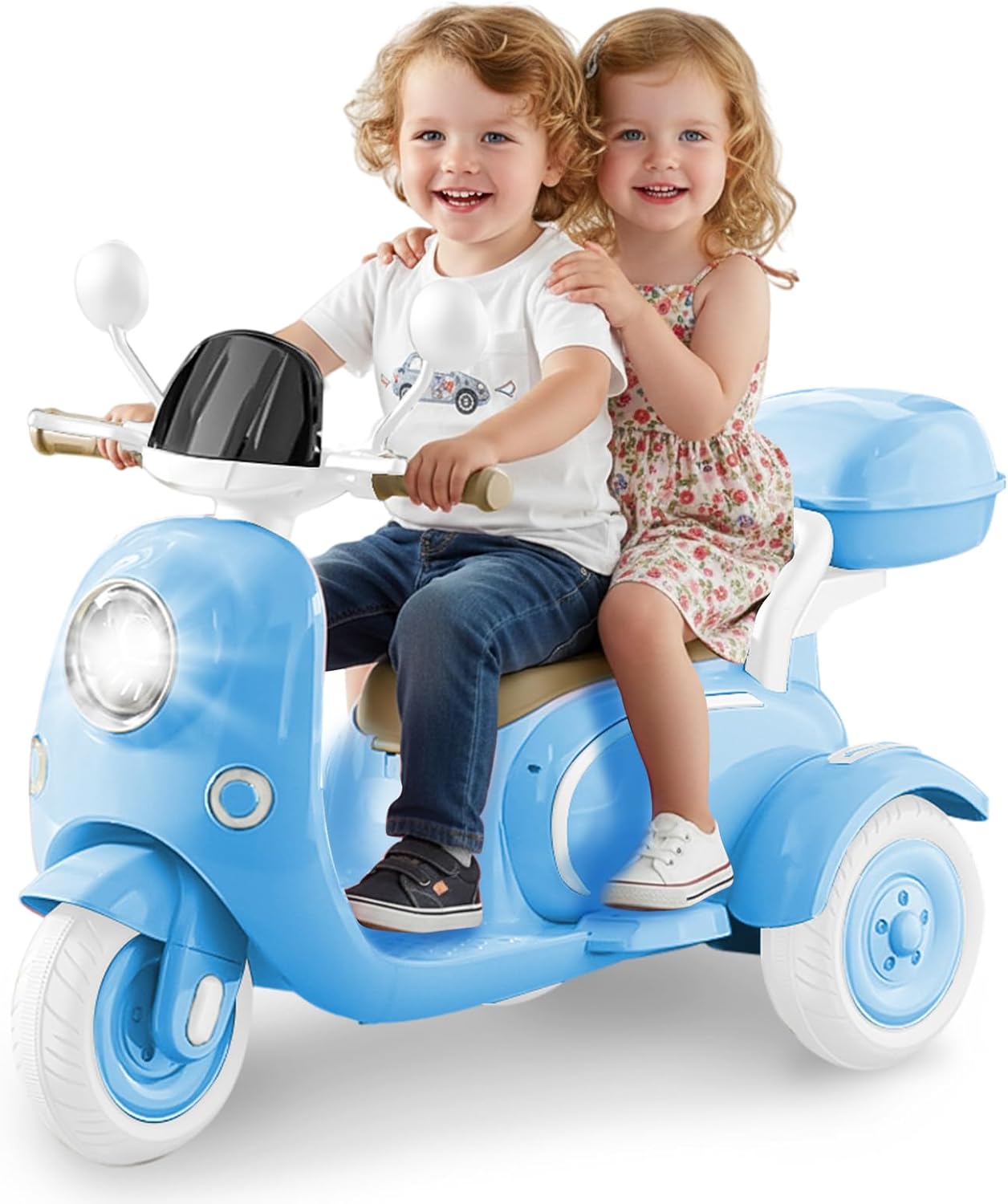 Kids Electric Motorcycle,Electric Scooter for 3 Year Old, Girls Toy, 3-Wheel 12V Ride On Scooter for Kids with Storage Compartments, Motorcycle for Girls (Blue) product image