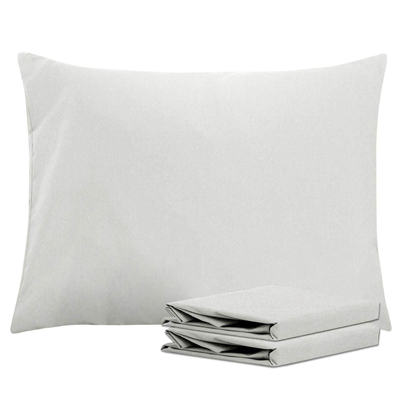 NTBAY Standard Pillowcase Set - 2 Pack Brushed Microfiber 20x26 Pillowcases - Soft, Wrinkle-Free, Fade-Resistant, Stain-Resistant, Light Grey Pillowcases with Envelope Closure - 20x26 Inches