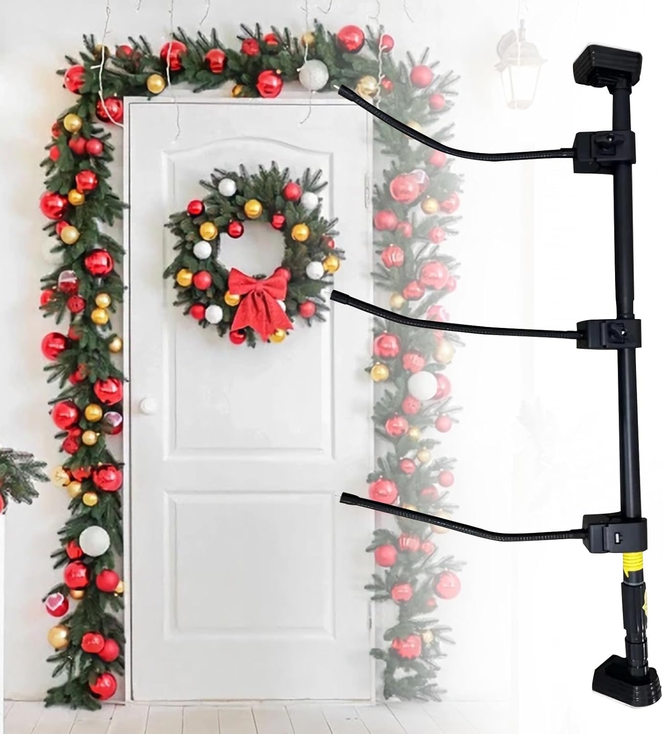 Christmas Garland Hanger for Front Door Frame,Garland Hanger for Front Door Frame?Adjustable ''30-39"''30-66''''30-80'' Heavy-Duty Holder for Wreaths,Lights,Damage-Free No-Drill Design. 59 inches -66 inches