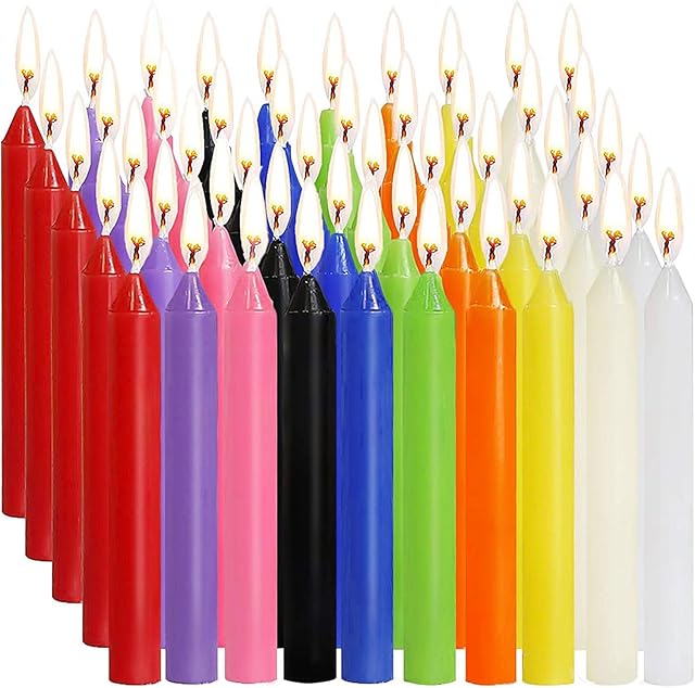 McNory 100 Assorted Colors Spell Candles Small Dripless for Chimes, Magic, Congregation, Vigil Candlelight, Rituals, Party Decorations (10 Colors) 4 Inches Tall