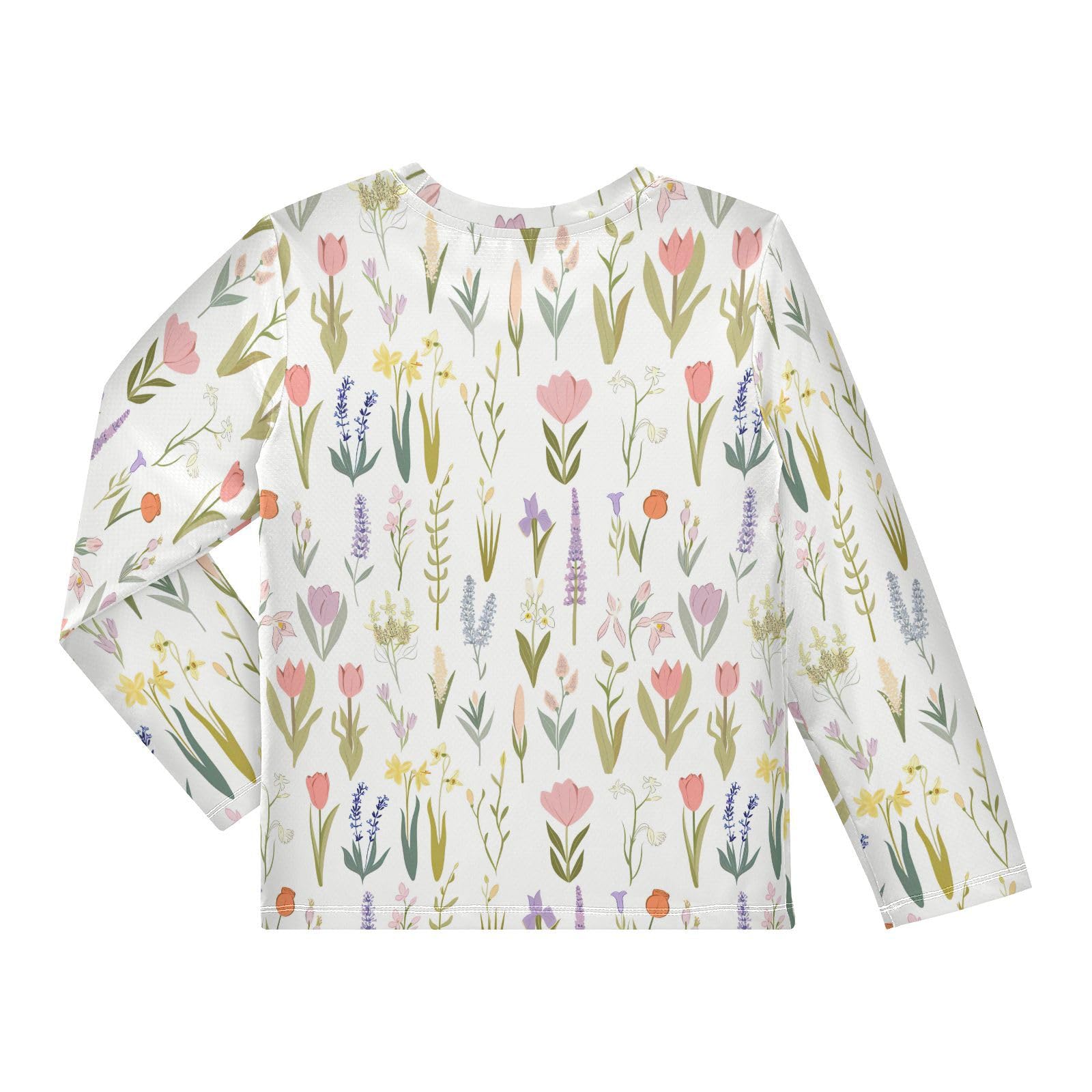 Colorful Wildflower Pattern Boys Rash Guard Swim Shirts Long Sleeve UPF 50+ Quick Dry Sun Protection Shirt Swimwear Surf Tops for Toddler Kid Girl Fishing Swimming Outdoor 4T