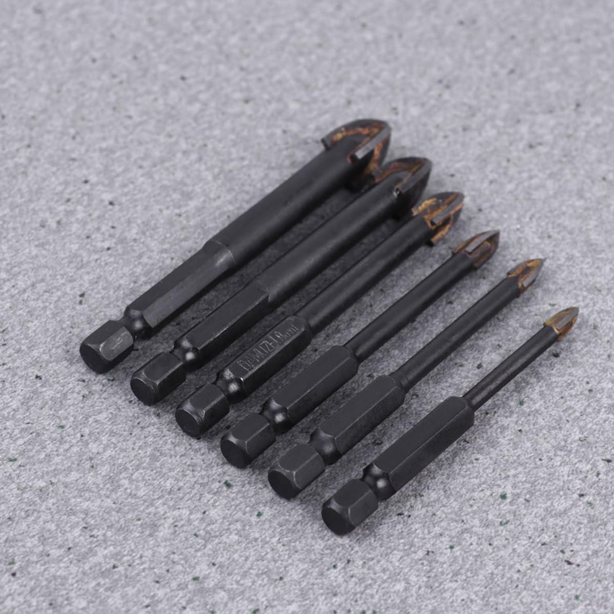 6pcs Multi Function Triangular Drill Bit Set, 6 Sizes Alloy Black