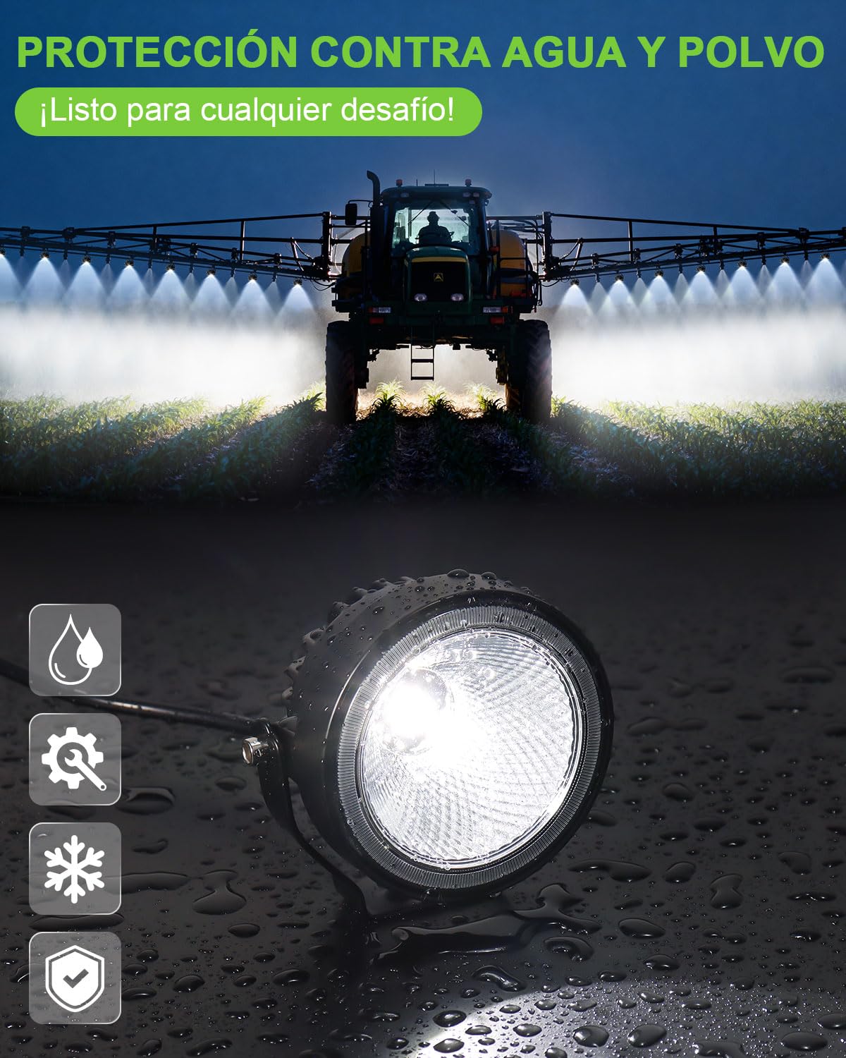 2 Unidad Focos de Trabajo LED 60W 4 Pulgadas Redondos, DC 12V-24V Luz de Inundación IP68 Impermeable, Luces Auxiliares para Tractor, Vehículo de Construcción, Camión, Excavadora, Pulverizadores Agríc