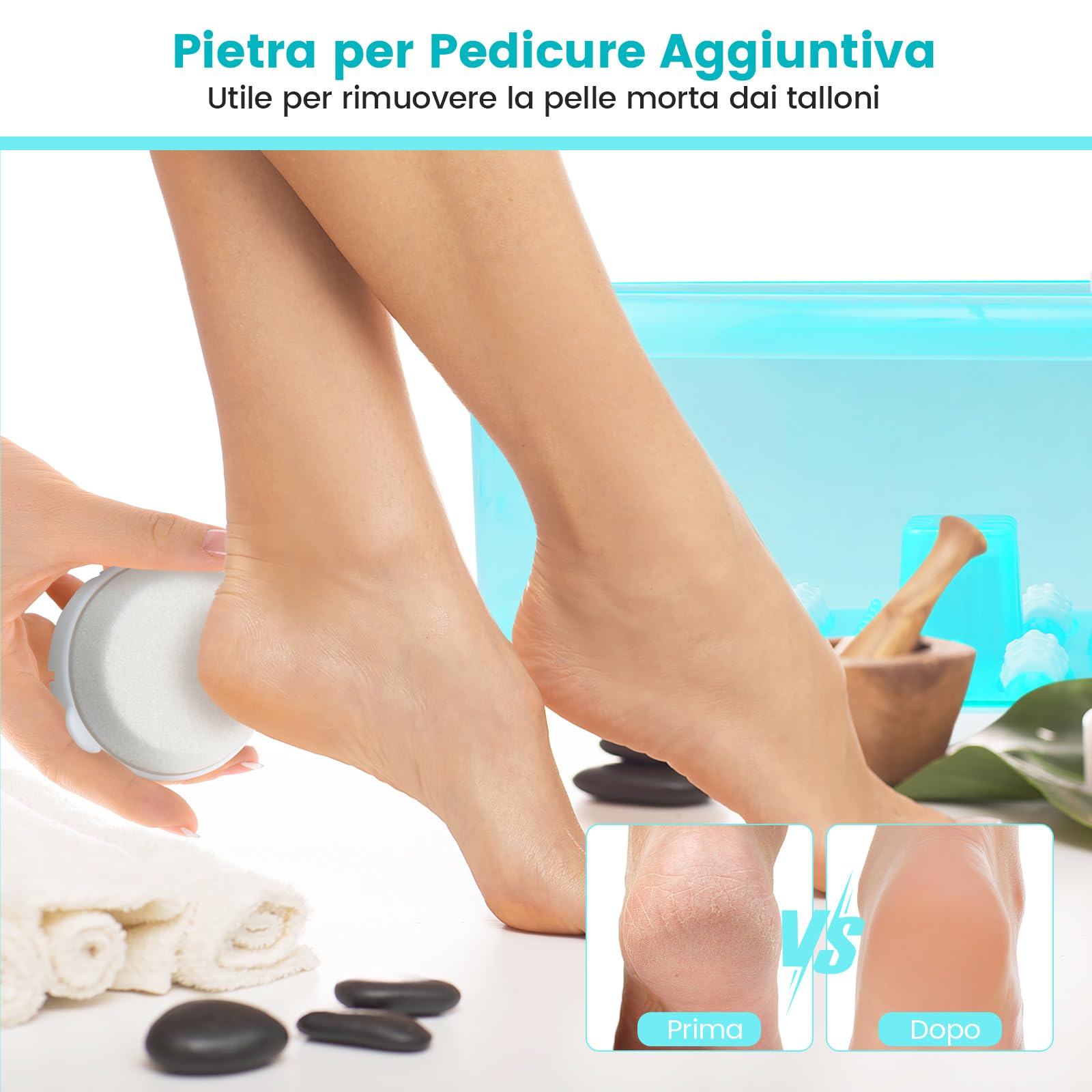 COSTWAY Pediluvio Massaggiatore per Piedi, Idromassaggiatore Plantare con Funzione Riscaldamento Bolle, Spegnimento Automatico, Pietra Esfoliante e Rulli Massaggianti, 33x39x18 cm (Azzurro)