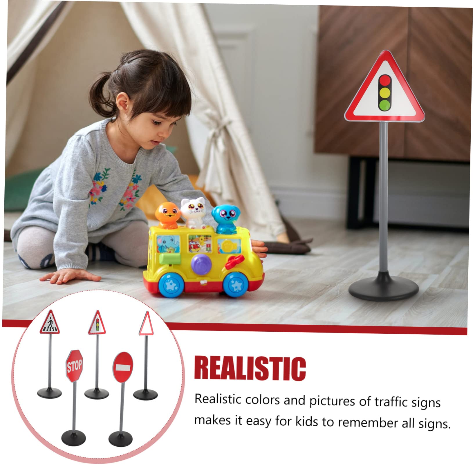 BESTonZON Set de Juguetes de Tráfico Educativos para Niños Duraderos y Resistentes para Enseñanza Temprana de Seguridad Vial Hogar