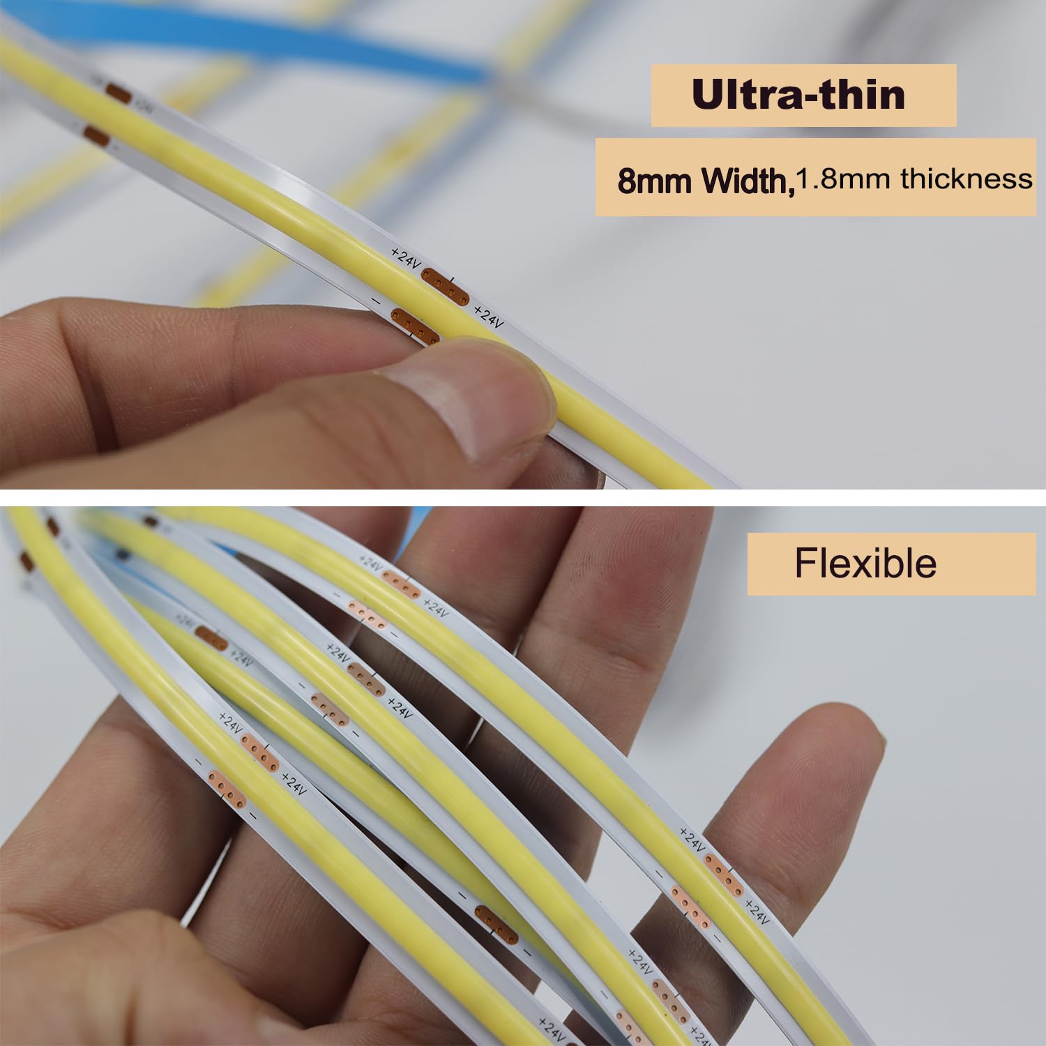 Kit luci sotto il mobile strisce LED COB ultra sottili luci luminose sotto il bancone cucina armadio bancone banco da lavoro computer (bianco neutro 4000 K, 8 x 2