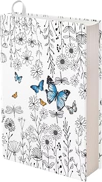 DISNIMO Floral Cloth Book Cover Protector - Blue Butterfly Stretchable Book Sox for Hardcover & Textbooks