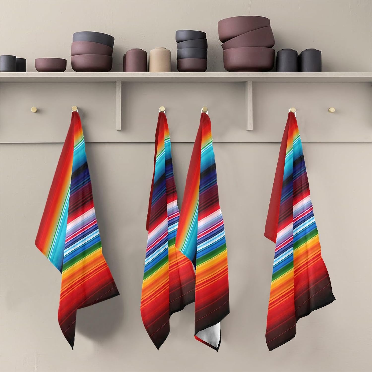 Mexican Striped Kitchen Towels Set of 1, Soft Absorbent Quick Drying and Reusable Dish Towels for Kitchen, Bathroom and Home Decor, 18 x 28 in