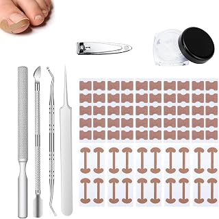 120 Pieces Ingrown Nail Kit, Toenail Correction Patch, C-Pads with Ingrown Nail Tools, Stainless Steel Foot Care Set for Paronychia