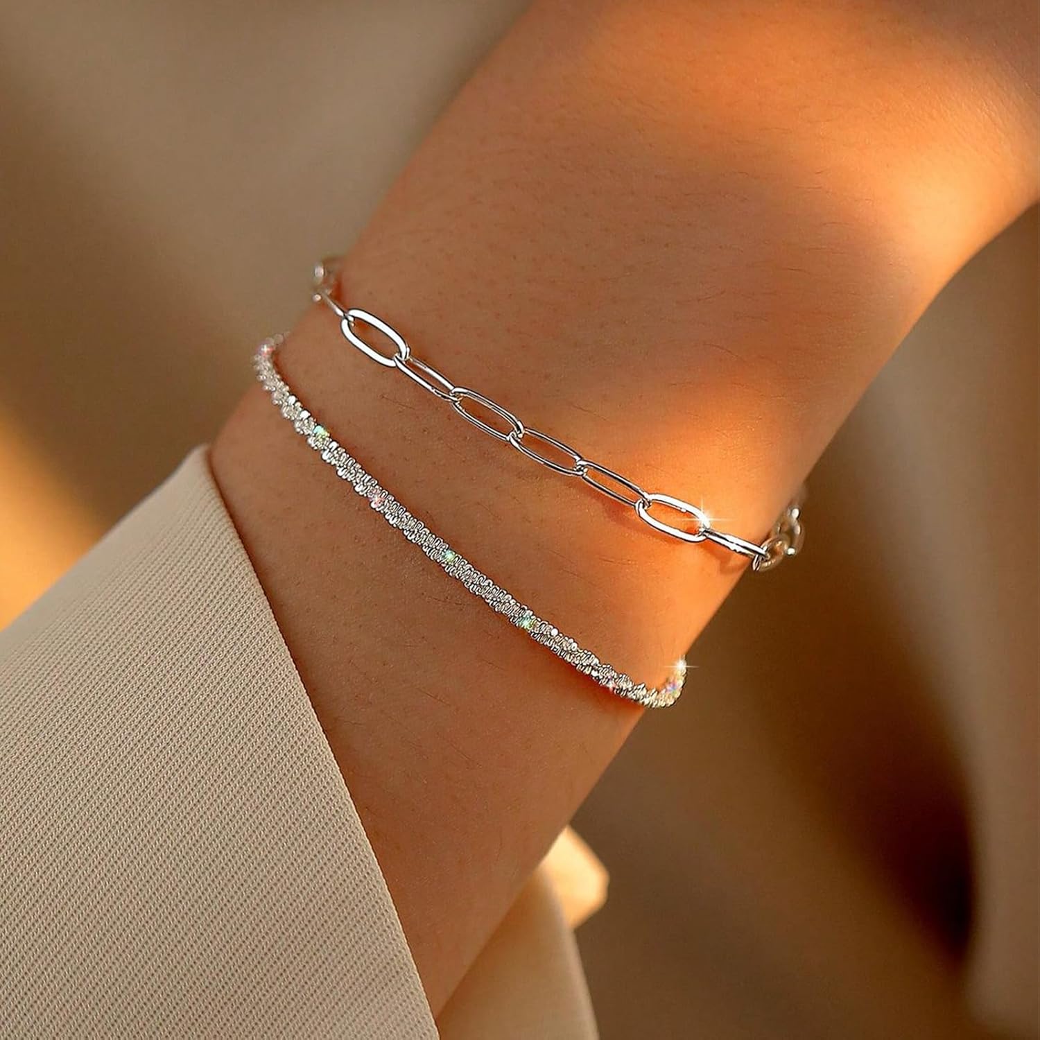 Swyabi 10 PCS Charm Bracelet Chain 6.5 Inch Stainless Steel Paperclip Chain Bracelets Set for Men Women DIY Bracelets Crafts - Image 7