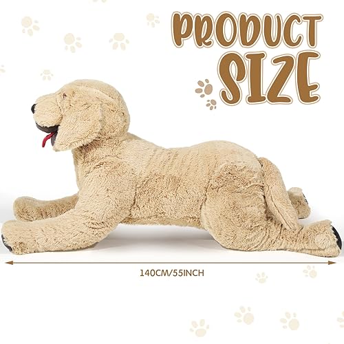 Miniatura 10 de Geosar Animales de peluche para perros, esponjosos, de labrador, juguete para abrazar, gran almohada corporal de felpa para niños y niñas, fiesta de