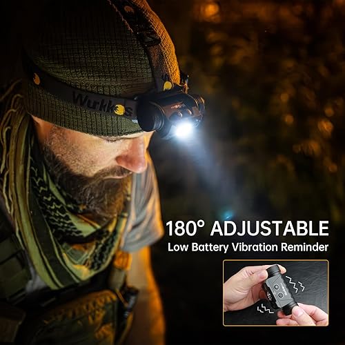 Miniatura 6 de Wurkkos HD50 - Linterna frontal súper brillante de 4000 lúmenes, lámpara de cabeza con modo de luz roja, alto CRI, faro LED con tapa trasera