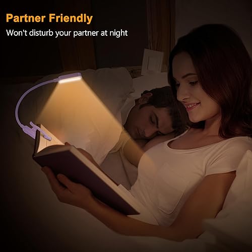 Miniatura 32 de Gritin Luz de libro recargable de 16 LED para leer en la cama, cuidado de los ojos, 3 temperaturas de color, brillo de atenuación continua, 80 horas