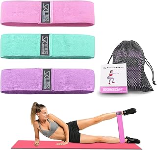 SK Depot® Resistance Bands Set for Legs Butt Hip 3 Levels Non-Slip Fabric Workout Stretch Exercise Loops Squat Glute Training Yoga Pilates Home Gym Fitness Sports