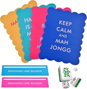4 Pcs Color Mahjong Shuffler Cards, Mahjong Tile Mixer Shufflers with Funny Sayings for Mixing Shuffling Tiles, Funny Sayings Mahjongs Accessories Gift for Lovers Family Game
