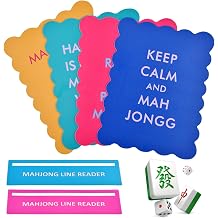 Mahjong Shuffler Cards with Funny Sayings for Mixing Shuffling Tiles, 4PCS Colorful Thick PVC Shuffling Mixers with 2PCS Mahjong Line Finder, Gifts for Lovers PlayingColorMulticolor
